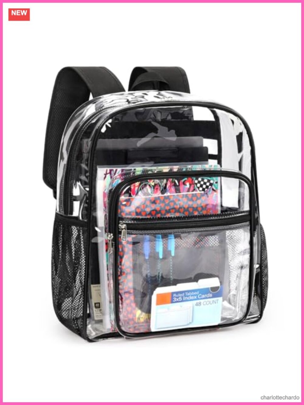 Clear Backpack Heavy Duty for School – 18in Transparent PVC Bag Large Capacity